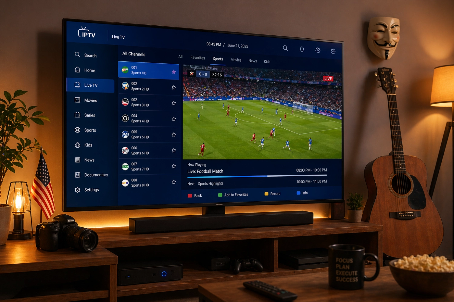 IPTV auf Smart TV mit Live-TV Sendern und Streaming Oberfläche in Deutschland